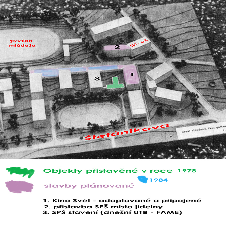 areál středních škol - záměr z roku 1980