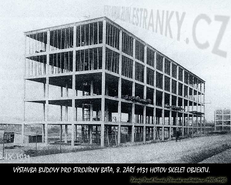 Stavba budovy strojíren v roce 1931