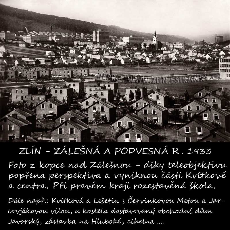 Část Zálešné, Podvesné a centra města v roce 1933