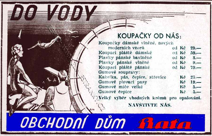 Reklama Baťa - potřeby do vody