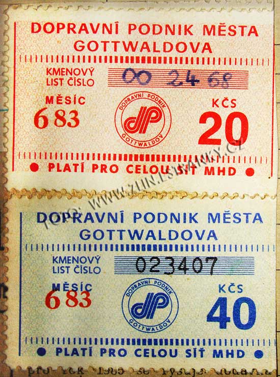 DPMG - zlínské známky na kartičky
